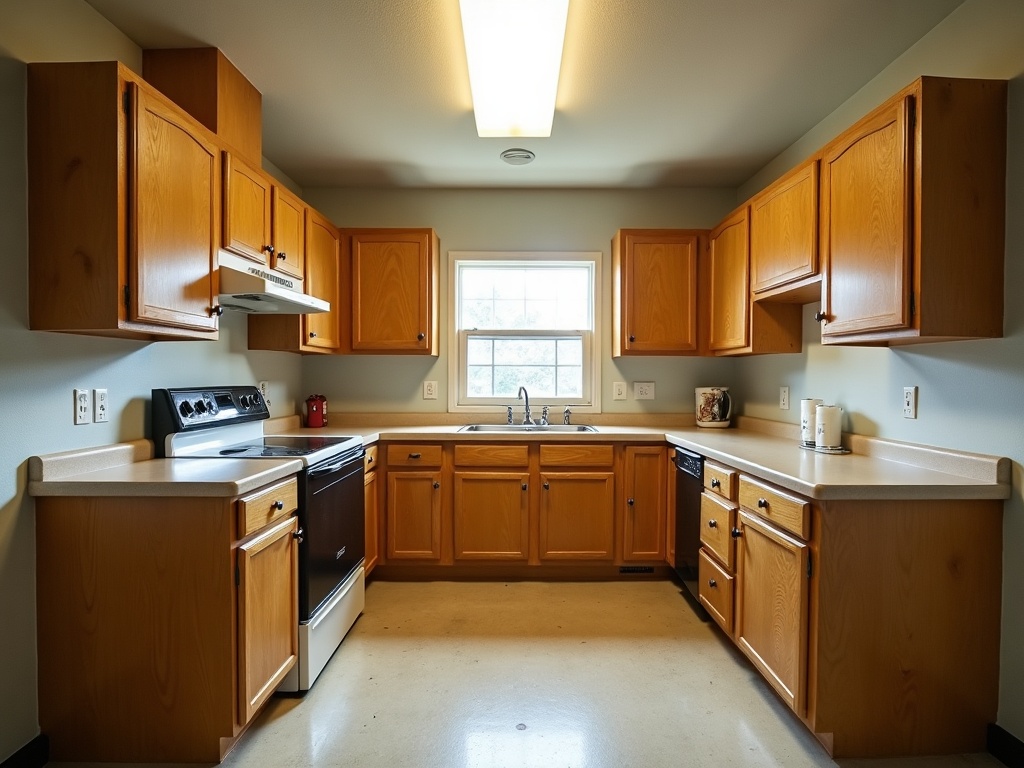 A dated kitchen before renovation.